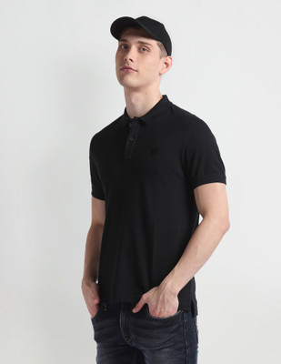 U.S. Polo Assn. Denim Co. Solid Men Polo Neck Black T-Shirt