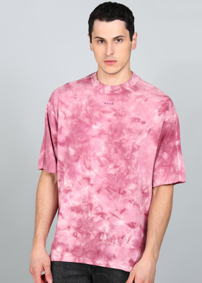 THE BEAR HOUSE Tie & Dye Men Round Neck White, Pink T-Shirt