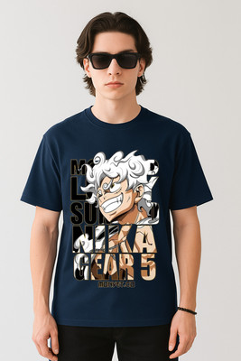 PS ENTERPRISES Graphic Print Men Round Neck Navy Blue T-Shirt