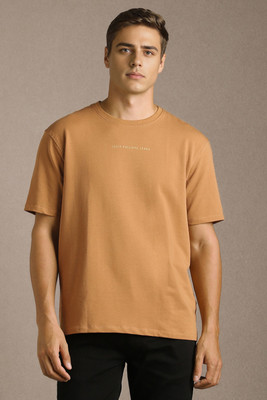 LOUIS PHILIPPE Solid Men Crew Neck Brown T-Shirt