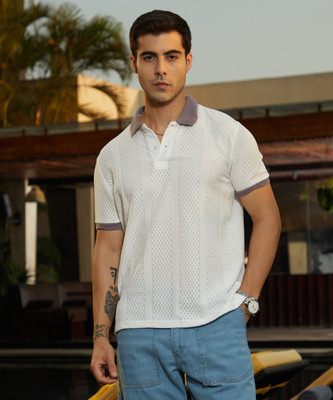 CAMPUS SUTRA Self Design Men Polo Neck Multicolor T-Shirt