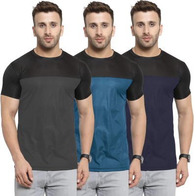 UDI n ADI Colorblock Men Round Neck Blue, Grey, Navy Blue T-Shirt