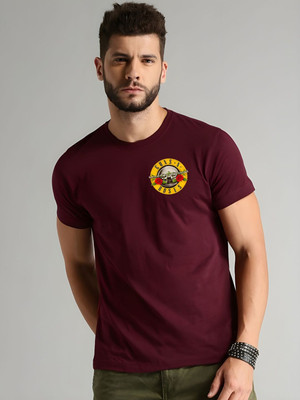 SZN Graphic Print Men Round Neck Maroon T-Shirt