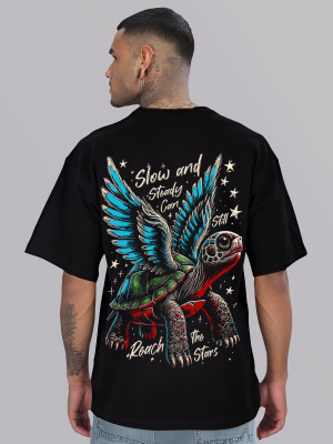 ADRO Graphic Print Men Round Neck Black T-Shirt