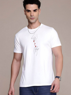 SZN Graphic Print Men Round Neck White T-Shirt