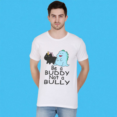 FARICON Solid Men Round Neck White T-Shirt