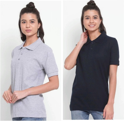 globalitalianlook Solid Women Polo Neck Multicolor T-Shirt