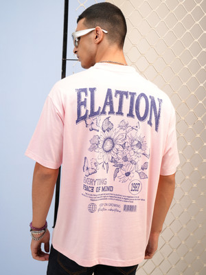 HIGHLANDER Printed Men Round Neck Pink T-Shirt
