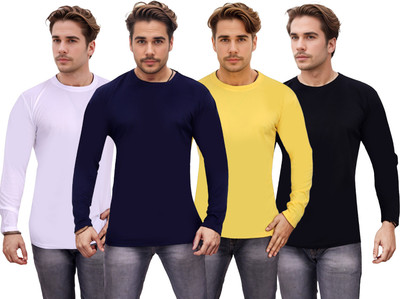 Expert Choice Solid Men Round Neck Multicolor T-Shirt