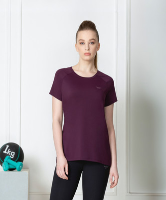 VAN HEUSEN Printed Women Round Neck Purple T-Shirt