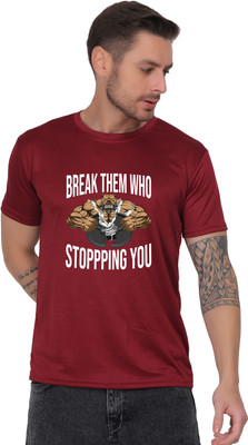 Atharva Trends Typography Men Round Neck Maroon T-Shirt