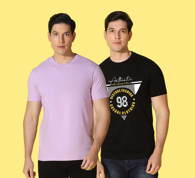 WOOSTRO Graphic Print, Solid Men Round Neck Multicolor T-Shirt
