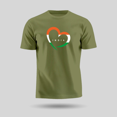 Luv My India Printed Couple Round Neck Green T-Shirt