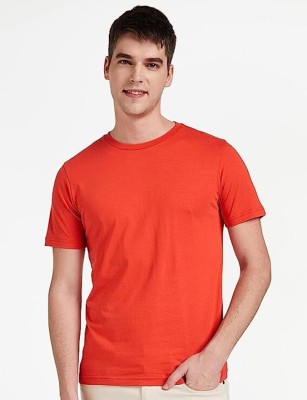 MADANLALSAHU Solid Men Round Neck Orange T-Shirt