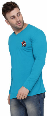 tfurnish Printed Men V Neck Light Green T-Shirt