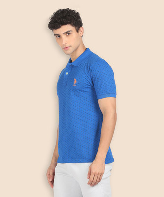 U.S. POLO ASSN. Printed Men Polo Neck Blue T-Shirt