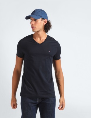 TOMMY HILFIGER Solid Men Round Neck Dark Blue T-Shirt