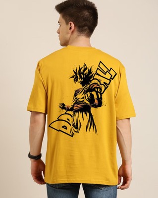 Clickwell Trend Printed, Typography Men Round Neck Yellow T-Shirt