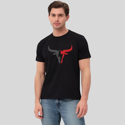 KART BLACK Printed Men Round Neck Black T-Shirt