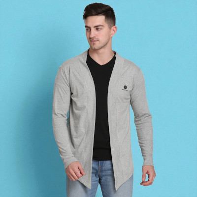 FARICON Solid Men V Neck Grey T-Shirt