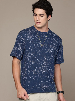 Moda Rapido Washed Men Round Neck Blue T-Shirt
