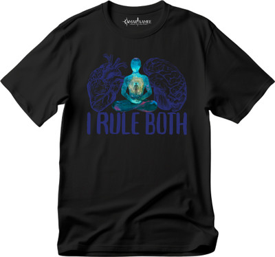 AMARAAMEE Graphic Print Men Round Neck Black T-Shirt