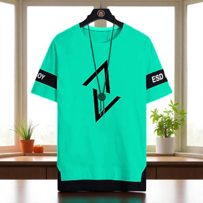 Autna Printed Men Round Neck Green T-Shirt
