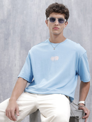 WROGN Printed Men Crew Neck Blue T-Shirt