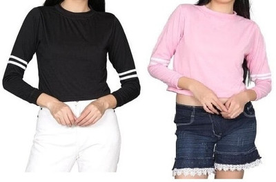 SriSaras Pack Of 2 Men Colorblock Round Neck Cotton Blend Multicolor T-Shirt For Rs. 224 @ 72 %