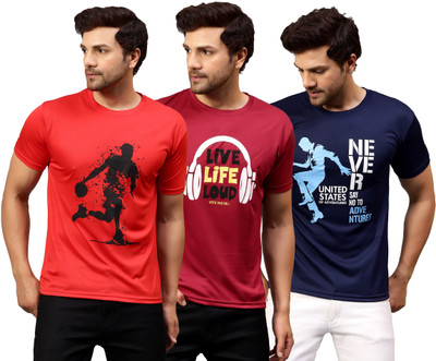 Garmin Printed Men Round Neck Multicolor T-Shirt
