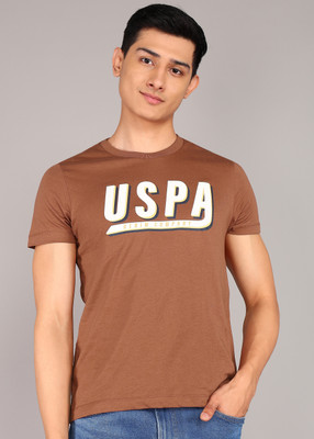 U.S. Polo Assn. Denim Co. Solid Men Round Neck Brown T-Shirt