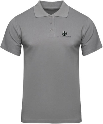 PrintHolic Solid Men Polo Neck Grey T-Shirt