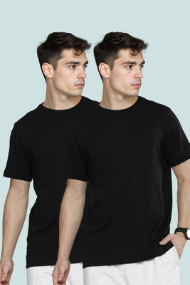 SNAZZY TEES Solid Men Round Neck Black T-Shirt