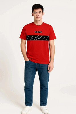 Clever Fox Solid Men Round Neck Red T-Shirt