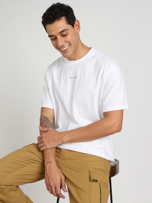 LEE Solid Men Crew Neck White T-Shirt