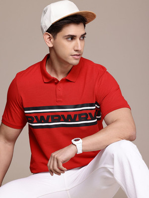 WROGN Printed Men Polo Neck Red T-Shirt