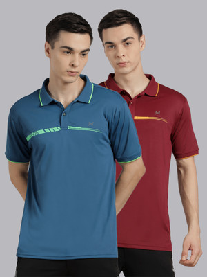 Force NXT Solid Men Polo Neck Multicolor T-Shirt