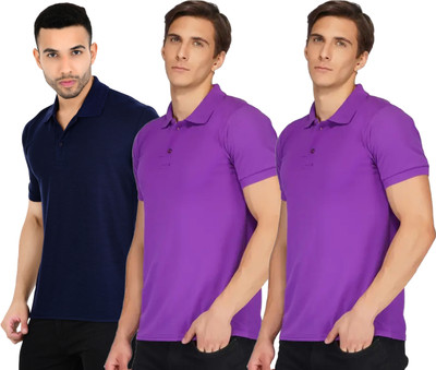 YUALIN CREATION Solid Men Polo Neck Multicolor T-Shirt