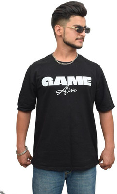 flexeeyapparels Printed Men Round Neck Black T-Shirt