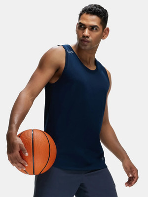 JOCKEY Solid Men Scoop Neck Navy Blue T-Shirt
