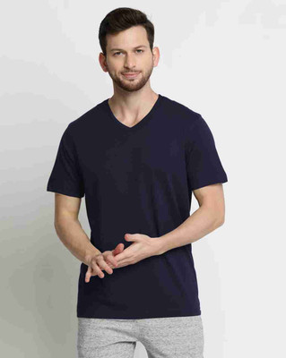 Trendtee Solid Men V Neck Beige T-Shirt