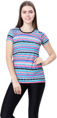 Lactra Printed Women Round Neck Multicolor T-Shirt