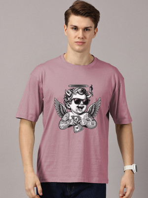 Leon Graphic Print Men Round Neck Pink T-Shirt