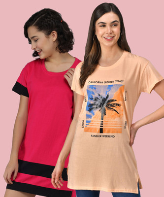SYDNEY HILLS Printed Women Round Neck Multicolor T-Shirt