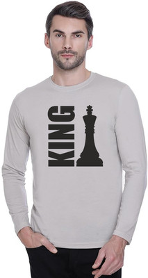LV CARE Printed, Self Design Men Round Neck Grey T-Shirt