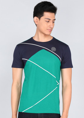 PETER ENGLAND Self Design Men Round Neck Green T-Shirt