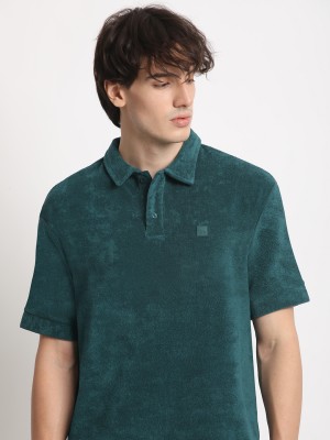 THE BEAR HOUSE Solid Men Polo Neck Light Green T-Shirt