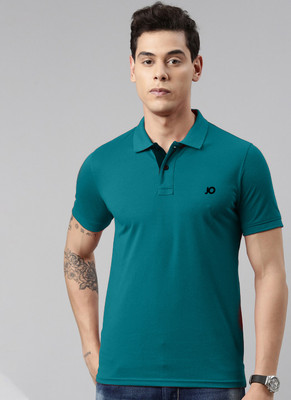 JOVEN Solid Men Polo Neck Green T-Shirt