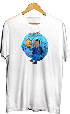 THE PRINT PLATTER Printed Men Round Neck White T-Shirt