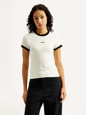 LEVI'S Solid Women Crew Neck White T-Shirt